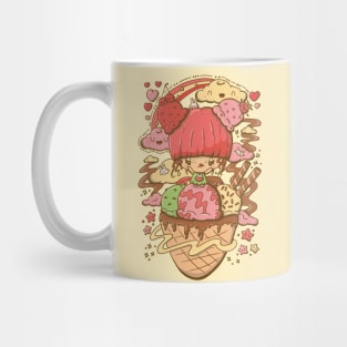 Cute strawberry and cherry ice cream bubble head cutie Mug